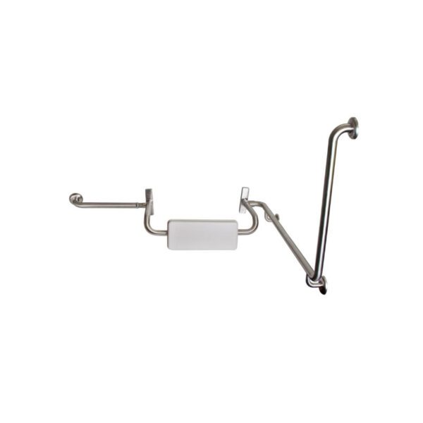 90° Disabled Toilet Grab Rail with Integrated Padded Back Rest MLR120 BR - Image 3